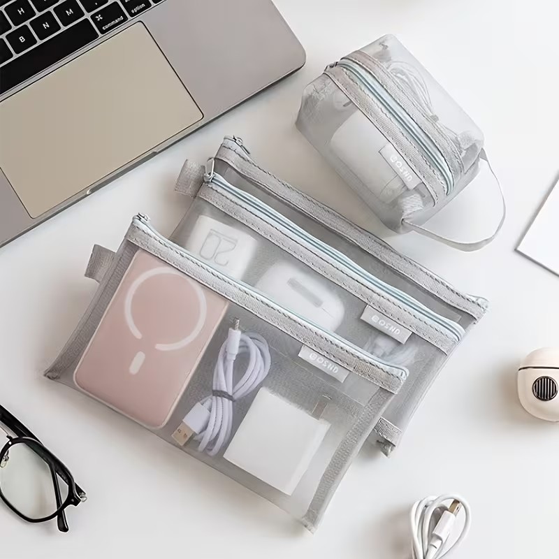 Tas Organizer Jaring Abu-abu – - Tech Accessories Case ulasan dan harga